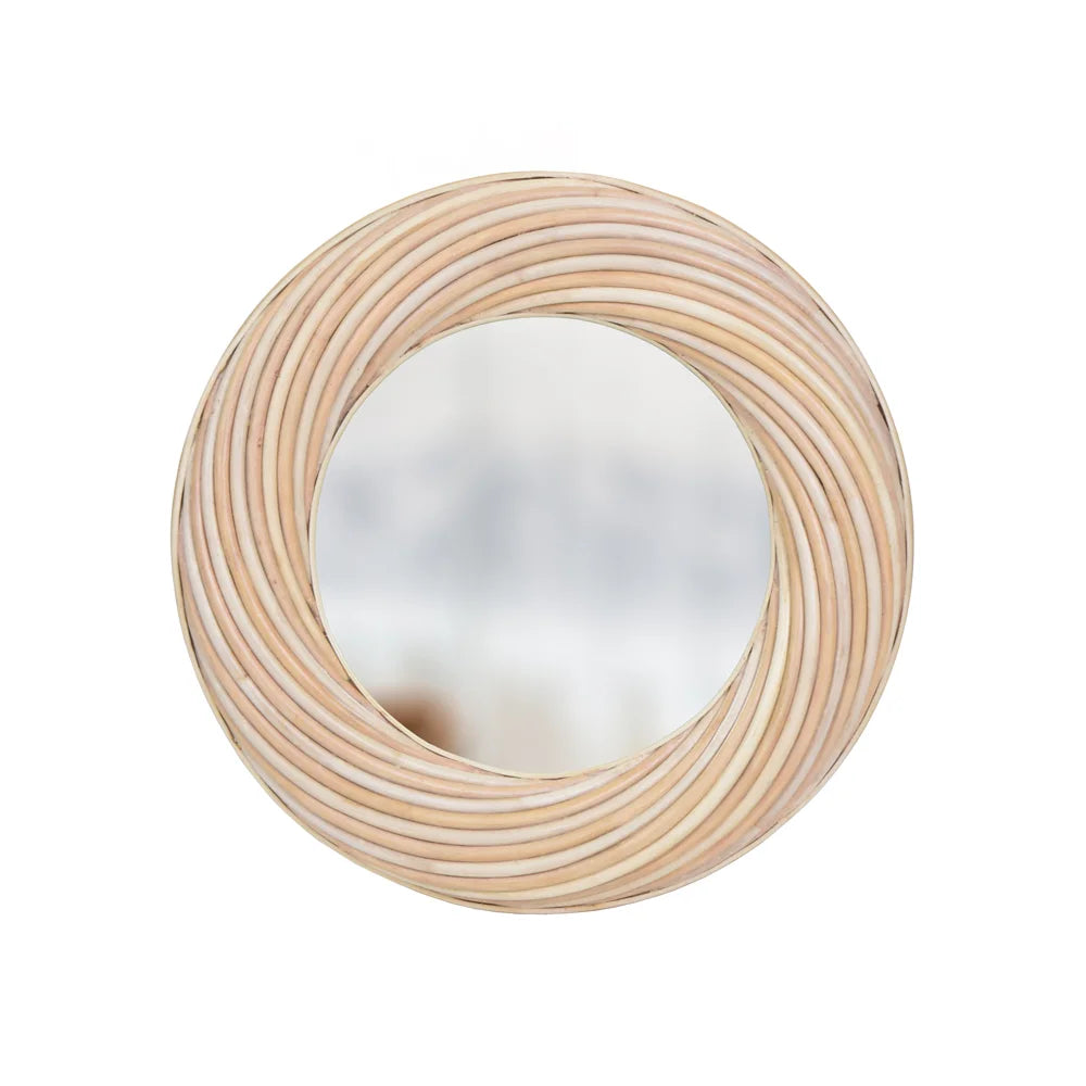 Round Twisted Rattan Mirror